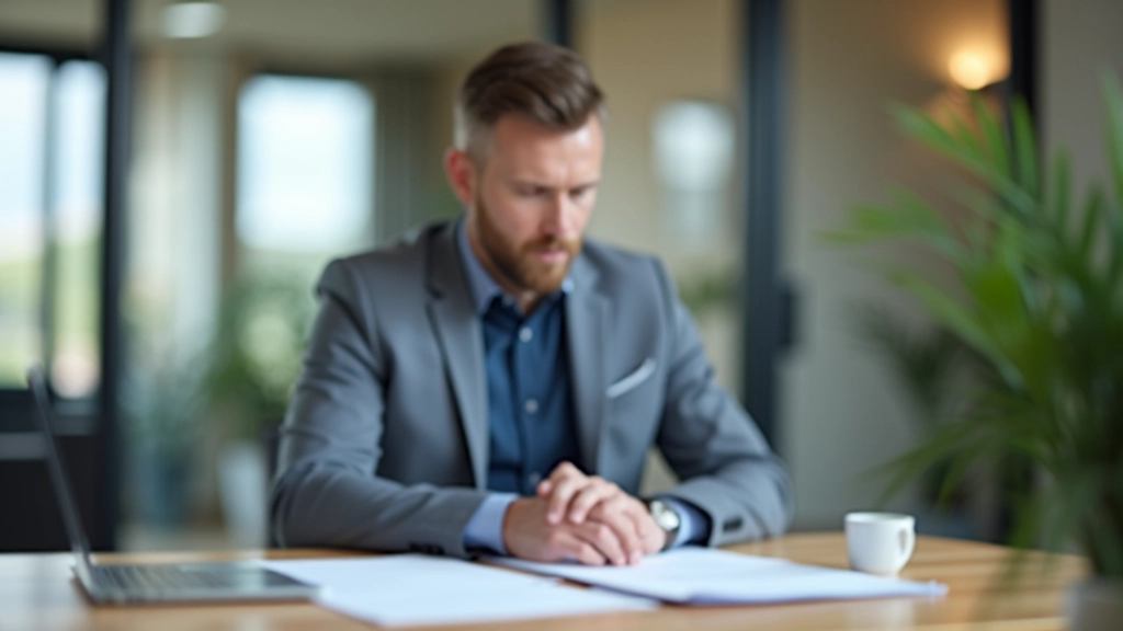 Finanzberater bei der Arbeit mit Dokumenten und Laptop